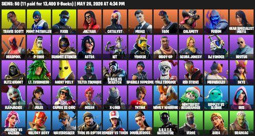 [PC/XBOX] | 50 skins | Travis Scott | Point Patroller | Fixer | Joltara | Catalyst | Midas | Fade | Calamity | Fusion | Gear Specialist Maya | Full Access