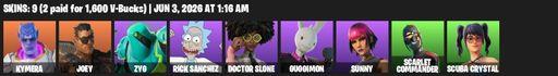 [PC/PSN/XBOX] | 9 skins | Kymera | Joey | Zyg | Rick Sanchez | Doctor Slone | Guggimon | Sunny | Scarlet Commander | Scuba Crystal | Marshmallets | Full Access