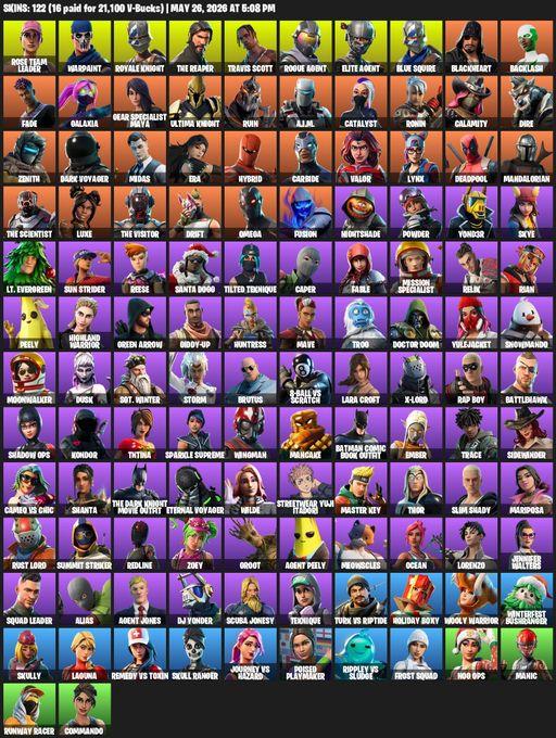 [PC/XBOX] | 122 skins | Take The L | OG STW | Travis Scott | Royale Knight | The Reaper | Elite Agent | Blue Squire | Omega | Lara Croft | Full Access
