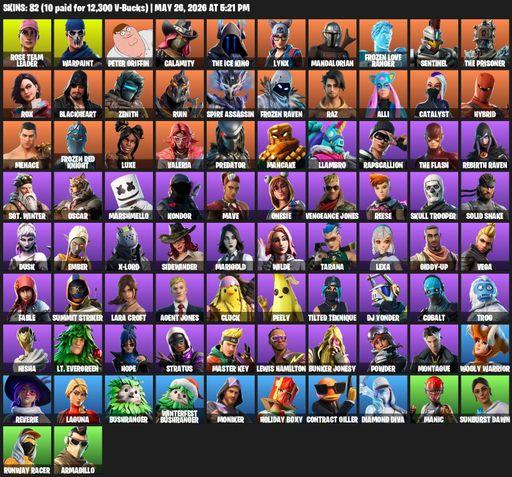 [PC/XBOX] | 82 skins | OG STW | Lara Croft | Rose Team Leader | Warpaint | Peter Griffin | Calamity | The Ice King | Lynx | Mandalorian | Full Access
