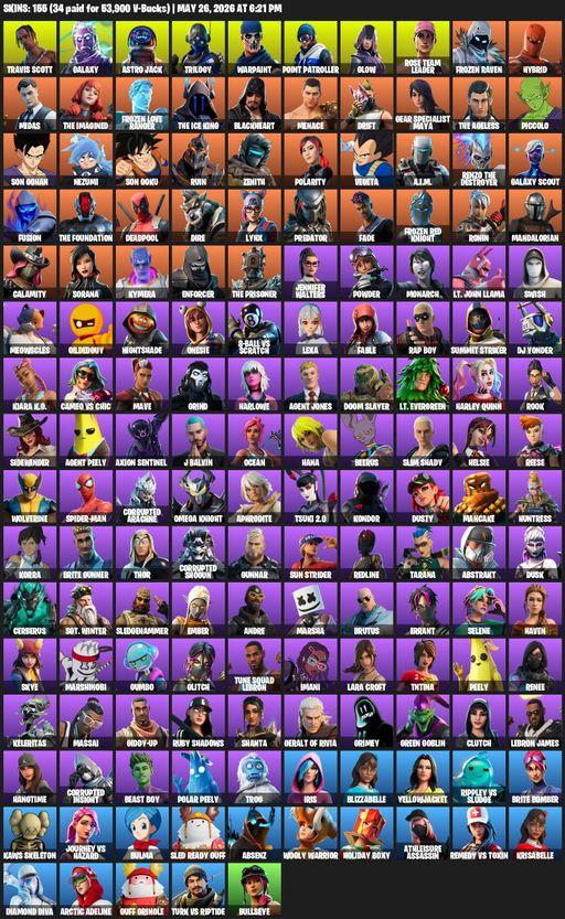 [PC/XBOX] | 155 skins | 550 V-bucks | OG STW | Travis Scott | Galaxy | Lara Croft | Astro Jack | Trilogy | Warpaint | Point Patroller | Glow | Full Access