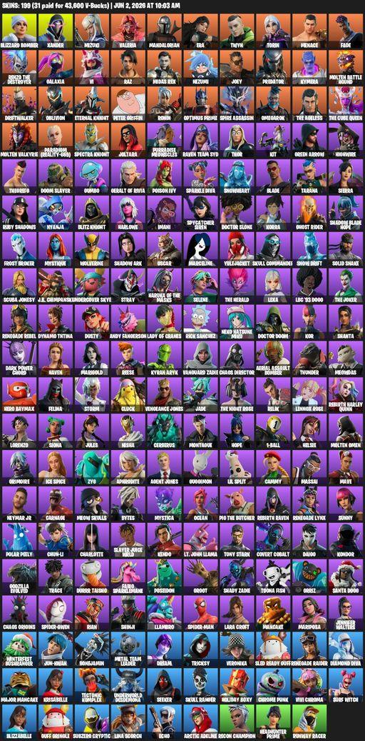 [PC/PSN/XBOX] | 199 skins | Leviathan Axe | Renegade Raider | Lara Croft | Blizzard Bomber | Xander | Mizuki | Valeria | Mandalorian | Era | Twyn | Full Access