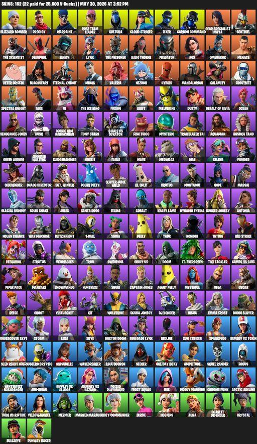 [PC/XBOX] | 162 skins | OG STW | Reaper Axe | Blizzard Bomber | Prodigy | Warpaint | Rose Team Leader | Sultura | Cloud Striker | Fixer | Full Access