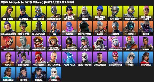 [PC/XBOX] | 44 skins | 1650 V-bucks | Floss | Take The L | OG STW | Black Knight | Sparkle Specialist | Royale Knight | The Reaper | Elite Agent | Full Access