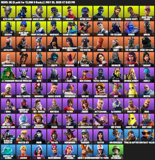 [PC/PSN/XBOX] | 98 skins | Take The L | OG STW | Travis Scott | The Reaper | Elite Agent | Omega | Carbon Commando | Rogue Agent | Blue Striker | Full Access