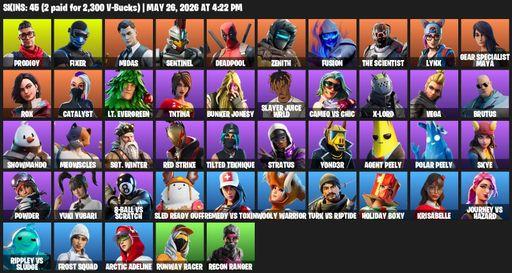 [PC/PSN/XBOX] | 45 skins | Prodigy | Fixer | Midas | Sentinel | Deadpool | Zenith | Fusion | The Scientist | Lynx | Gear Specialist Maya | Rox | Full Access