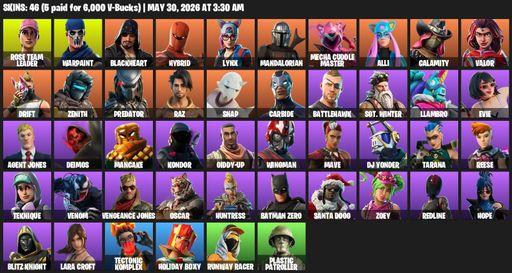 [PC/PSN/XBOX] | 46 skins | 1300 V-bucks | OG STW | Lara Croft | Rose Team Leader | Warpaint | Blackheart | Hybrid | Lynx | Mandalorian | Full Access