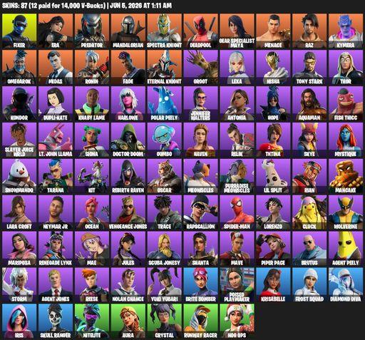 [PC/XBOX] | 87 skins | Lara Croft | Fixer | Era | Predator | Mandalorian | Spectra Knight | Deadpool | Gear Specialist Maya | Menace | Raz | Kymera | Full Access