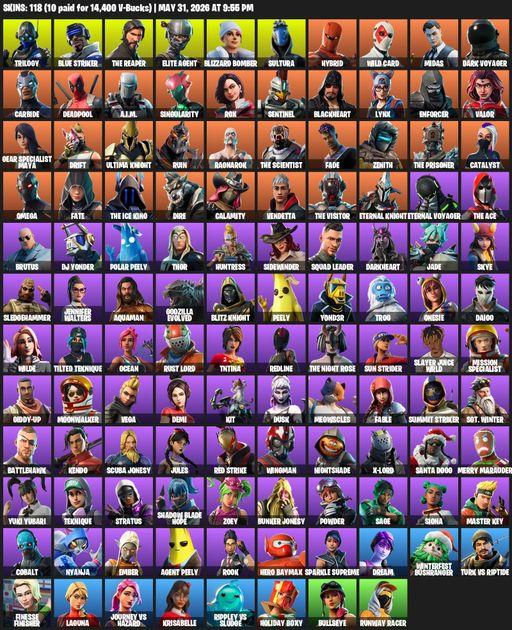 [PC/XBOX] | 118 skins | Take The L | The Reaper | Elite Agent | Omega | Mako | Trilogy | Blue Striker | Blizzard Bomber | Sultura | Hybrid | Wild Card | Full Access