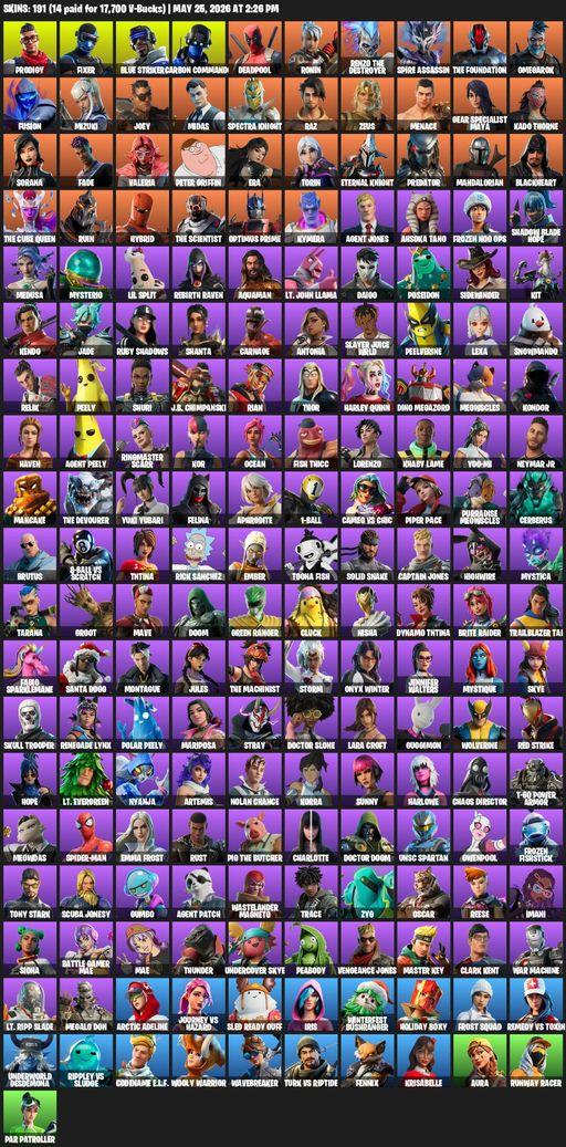 [PC/XBOX] | 191 skins | Lara Croft | Reaper Axe | Prodigy | Fixer | Blue Striker | Carbon Commando | Deadpool | Ronin | Renzo the Destroyer | Full Access