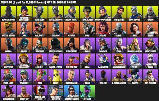 [PC/PSN] | 56 skins | Floss | Take The L | Black Knight | Sparkle Specialist | Royale Knight | The Reaper | Elite Agent | Blue Squire | Omega | Full Access