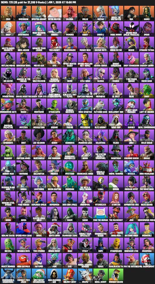 [PC/PSN/XBOX] | 178 skins | Zeus | Omegarok | Spectra Knight | Peter Griffin | Valeria | Malik | Mizuki | Renzo the Destroyer | Era | Hades | Snap | Full Access