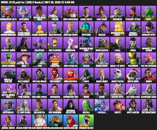 [PC/PSN/XBOX] | 76 skins | Lara Croft | Undercover Skye | Lightrider | Slayer Juice WRLD | Yoo-mi | Dino Megazord | Lionel Messi | Meowdas | Full Access