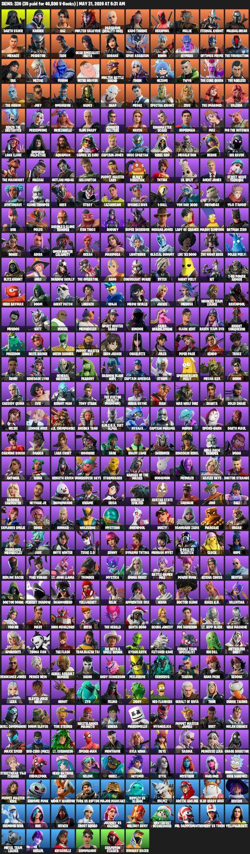 [PC] | 336 skins | Lara Croft | Darth Vader | Xander | Raz | Molten Valkyrie | Paradigm (Reality-659) | Kado Thorne | Deadpool | Malik | Full Access