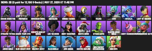 [PC/PSN/XBOX] | 28 skins | 500 V-bucks | Chaos Director | Meowdas | Renegade Rebel | Katalina | Durrr Taisho | 1-Ball | Felina | Jade | Nyanja | Full Access