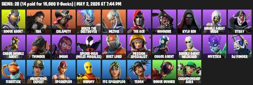[PC/PSN/XBOX] | 28 skins | Take The L | Rogue Agent | Era | Calamity | Renzo the Destroyer | Mizuki | The Ace | Highwire | Kylo Ren | Full Access