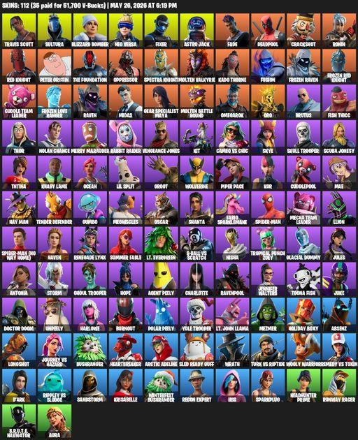 [PC/XBOX] | 112 skins | Travis Scott | Sultura | Blizzard Bomber | Neo Versa | Fixer | Astro Jack | Fade | Deadpool | Crackshot | Ronin | Red Knight | Full Access