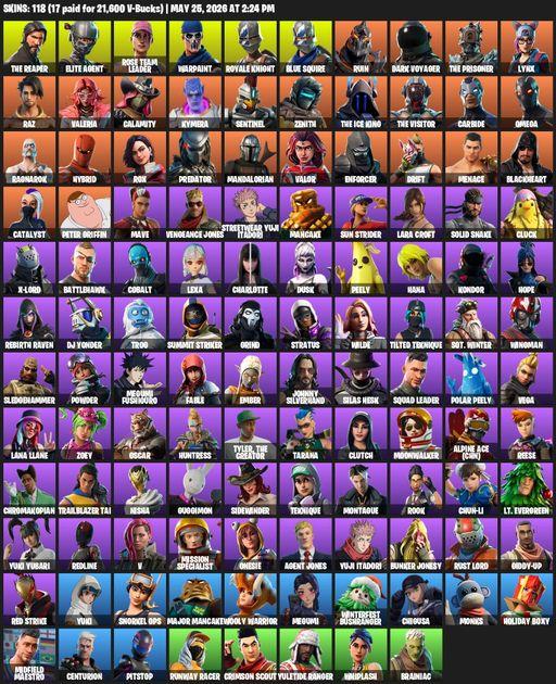 [PC/PSN] | 118 skins | Take The L | OG STW | Royale Knight | The Reaper | Elite Agent | Blue Squire | Omega | Lara Croft | Rose Team Leader | Warpaint | Full Access