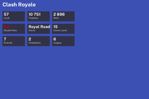 [KT15] | Level 57 | 10751 Trophies | Royal Road | 2896 Wins | 7 Evol. | 2 Champ. | CoC TH6 | Full Access