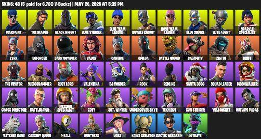 [PC/XBOX] | 48 skins | Take The L | Floss | OG STW | Black Knight | Sparkle Specialist | Royale Knight | The Reaper | Elite Agent | Blue Squire | Full Access