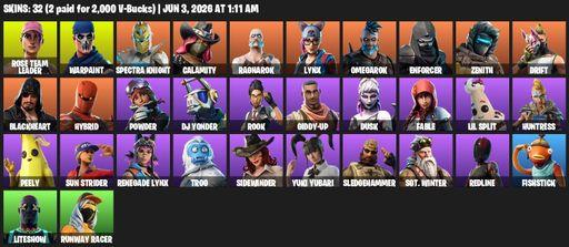[PC/PSN/XBOX] | 32 skins | OG STW | Rose Team Leader | Warpaint | Spectra Knight | Calamity | Ragnarok | Lynx | Omegarok | Enforcer | Zenith | Drift | Full Access