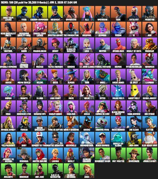 [PC] | 106 skins | OG STW | Lara Croft | Rose Team Leader | Fixer | Carbon Commando | Warpaint | Oppressor | Alli | Omegarok | Fade | Catalyst | Full Access