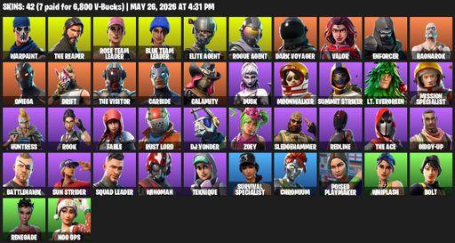 [PC/XBOX] | 42 skins | Take The L | OG STW | The Reaper | Elite Agent | Omega | Warpaint | Rose Team Leader | Blue Team Leader | Rogue Agent | Full Access