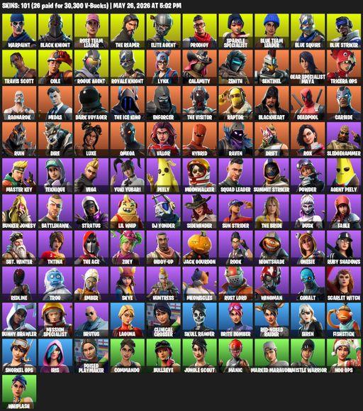 [PC/PSN/XBOX] | 101 skins | Floss | Take The L | OG STW | Black Knight | Travis Scott | Sparkle Specialist | Royale Knight | The Reaper | Elite Agent | Full Access