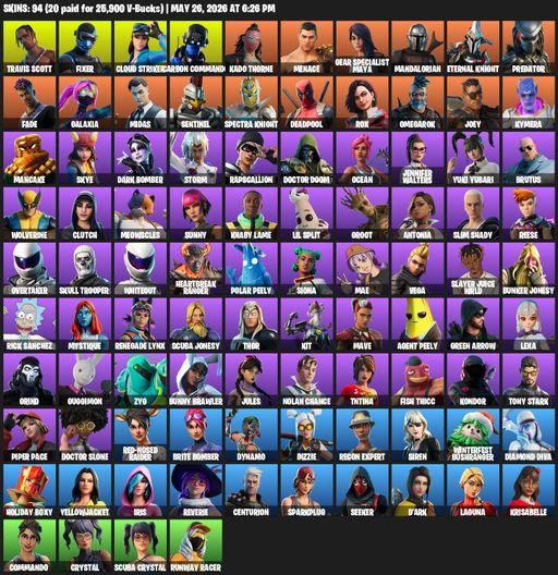 [PC/XBOX] | 94 skins | Leviathan Axe | Travis Scott | Fixer | Cloud Striker | Carbon Commando | Kado Thorne | Menace | Gear Specialist Maya | Full Access