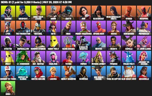 [PC/PSN] | 51 skins | OG STW | Xander | Warpaint | Rose Team Leader | Ronin | Zenith | Rox | Blackheart | Gear Specialist Maya | Hybrid | Deadpool | Full Access
