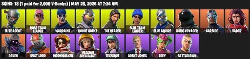 [PC/PSN/XBOX] | 18 skins | Take The L | OG STW | The Reaper | Elite Agent | Blue Squire | Rose Team Leader | Warpaint | Rogue Agent | Blue Team Leader | Full Access