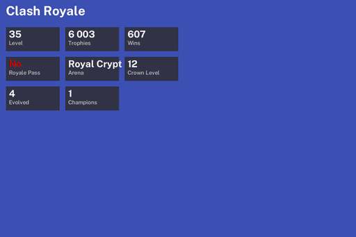 [KT12] | Level 35 | 6003 Trophies | Royal Crypt | 607 Wins | 4 Evol. | 1 Champ. | BS Lv.66 | CoC TH10 | Full Access