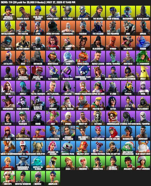 [PC/PSN/XBOX] | 114 skins | Take The L | Floss | Black Knight | Travis Scott | Sparkle Specialist | Royale Knight | The Reaper | Elite Agent | Full Access
