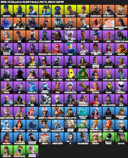 [PC/XBOX] | 113 skins | Leviathan Axe | OG STW | Travis Scott | Warpaint | Trilogy | Point Patroller | Cloud Striker | Astro Jack | Rose Team Leader | Full Access