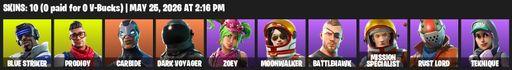 [PC/XBOX] | 10 skins | Take The L | Blue Striker | Prodigy | Carbide | Dark Voyager | Zoey | Moonwalker | Battlehawk | Mission Specialist | Rust Lord | Full Access