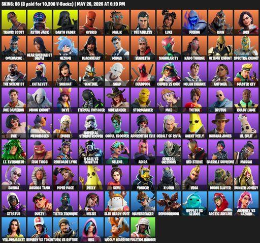 [PC/XBOX] | 86 skins | Travis Scott | Astro Jack | Darth Vader | Hybrid | Malik | The Ageless | Luxe | Fusion | Ruin | Rox | Omegarok | Full Access