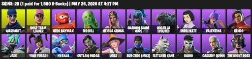 [PC/PSN/XBOX] | 20 skins | OG STW | Warpaint | Rose Team Leader | Hero Baymax | Big Dill | Keisha Cross | Shadow Blade Hope | Godzilla Evolved | Full Access