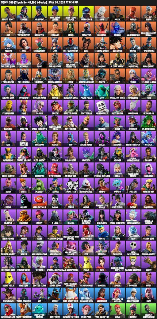 [PC/PSN/XBOX] | 200 skins | OG STW | Travis Scott | Lara Croft | Xander | Warpaint | Blue Team Leader | Rose Team Leader | Astro Jack | Snap | Malik | Full Access