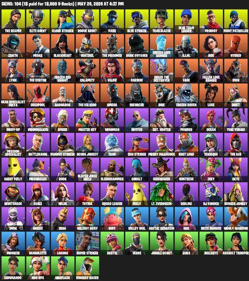 [PC/XBOX] | 104 skins | Take The L | The Reaper | Elite Agent | Omega | Cloud Striker | Rogue Agent | Fixer | Blue Striker | Trailblazer | Full Access