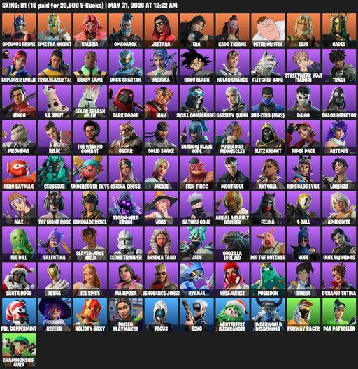 [PC/XBOX] | 91 skins | Optimus Prime | Spectra Knight | Valeria | Omegarok | Joltara | Era | Kado Thorne | Peter Griffin | Zeus | Hades | Full Access