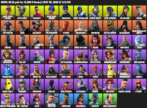 [PC/XBOX] | 68 skins | Take The L | OG STW | The Reaper | Elite Agent | Omega | Rose Team Leader | Prodigy | Blue Team Leader | Warpaint | Full Access