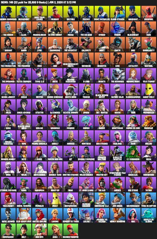 [PC/XBOX] | 145 skins | OG STW | Carbon Commando | Breakpoint | Rose Team Leader | Prodigy | Sultura | Trilogy | Point Patroller | Cloud Striker | Full Access