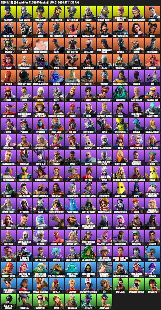 [PC] | 187 skins | Take The L | OG STW | The Reaper | Elite Agent | Blue Squire | Omega | Warpaint | Trailblazer | Havoc | Rogue Agent | Full Access