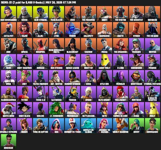 [PC/XBOX] | 81 skins | Omega | Sub Commander | Havoc | Blue Striker | Trailblazer | Ruin | The Prisoner | Drift | The Visitor | The Scientist | Full Access