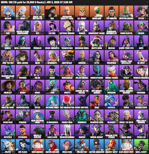 [PC/PSN/XBOX] | 100 skins | 900 V-bucks | Nezumi | Snap | Renzo the Destroyer | Era | Paradigm (Reality-659) | All Might | Backlash | The Ageless | Full Access