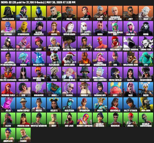 [PC/PSN/XBOX] | 82 skins | Reaper Axe | Darth Vader | Xander | Sultura | Twyn | Malik | Polarity | Ronin | Paradigm (Reality-659) | Joey | Snap | Full Access
