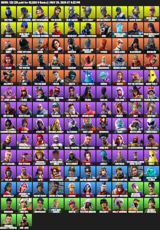 [PC/XBOX] | 132 skins | Take The L | OG STW | Royale Knight | The Reaper | Elite Agent | Blue Squire | Omega | Sultura | Blue Striker | Sub Commander | Full Access