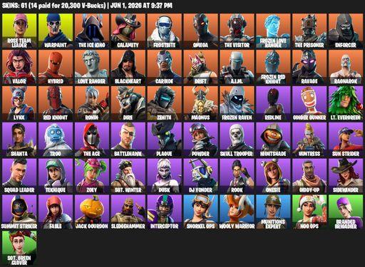 [PC/PSN/XBOX] | 61 skins | OG STW | Omega | Reaper Axe | Rose Team Leader | Warpaint | The Ice King | Calamity | Frostbite | The Visitor | Full Access