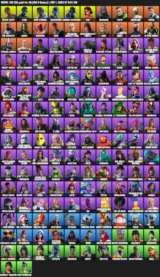 [PC/PSN/XBOX] | 162 skins | 500 V-bucks | Travis Scott | Fixer | Blue Striker | Breakpoint | Carbon Commando | Rue | Enforcer | Twyn | Backlash | Full Access