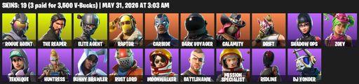 [PC/PSN/XBOX] | 19 skins | Take The L | The Reaper | Elite Agent | Rogue Agent | Raptor | Carbide | Dark Voyager | Calamity | Drift | Shadow Ops | Full Access